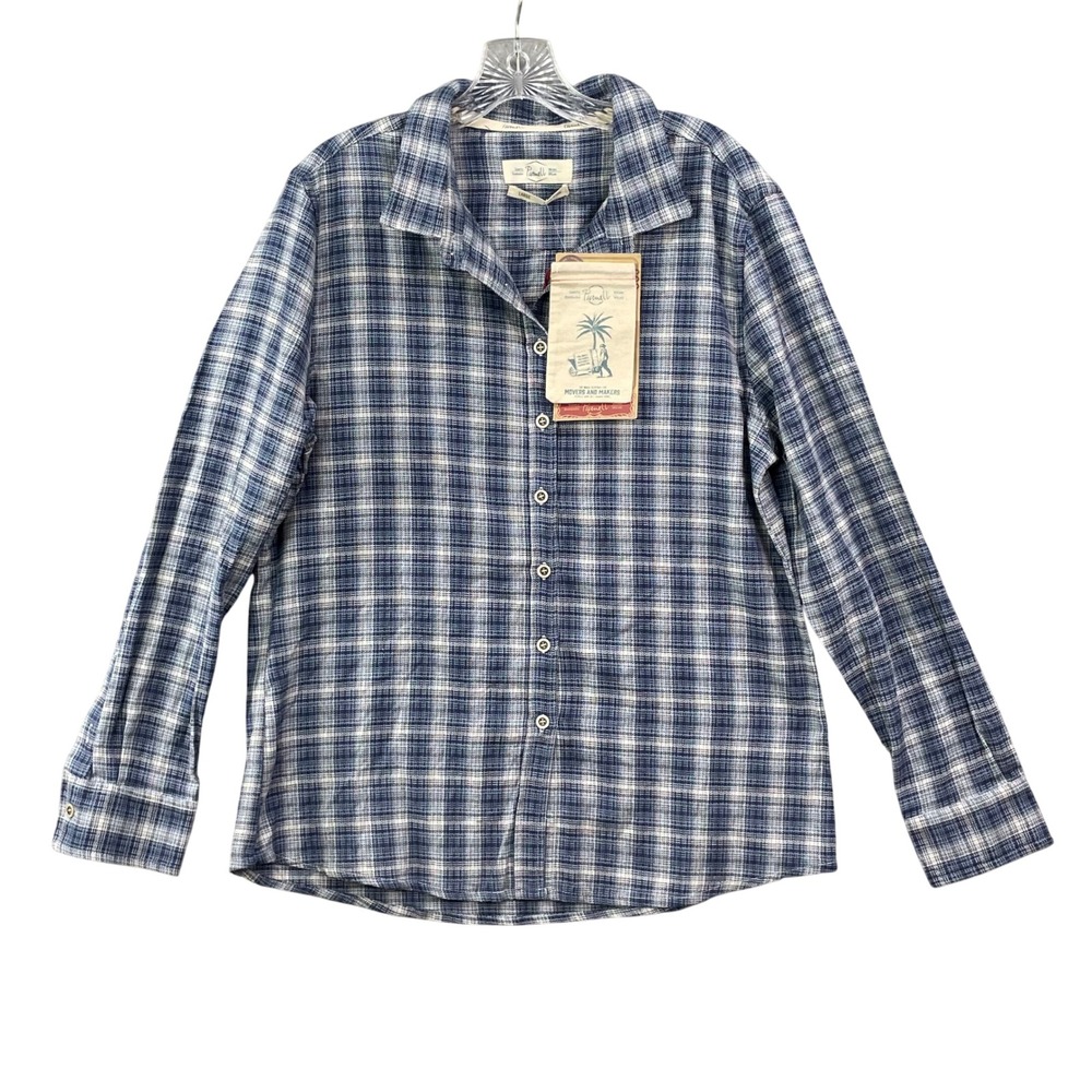 Purnell Button Up Shirt Mens Large Blue Plaid Academia Surf Skate Workwear